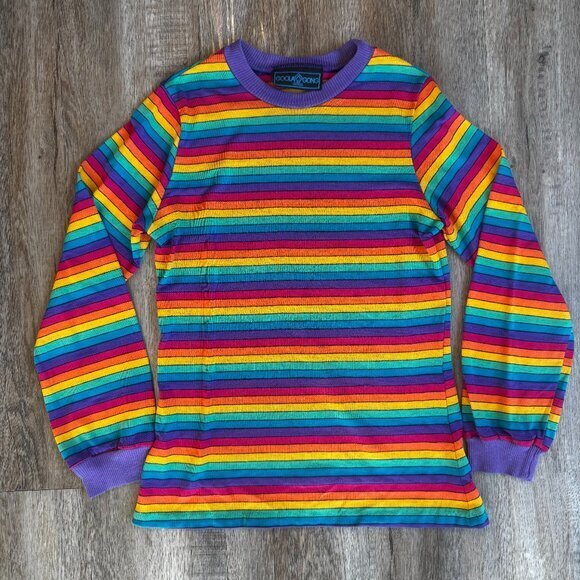 American Vintage Tops - Vintage 80s Goolagong Rainbow Long Sleeve Shirt Small